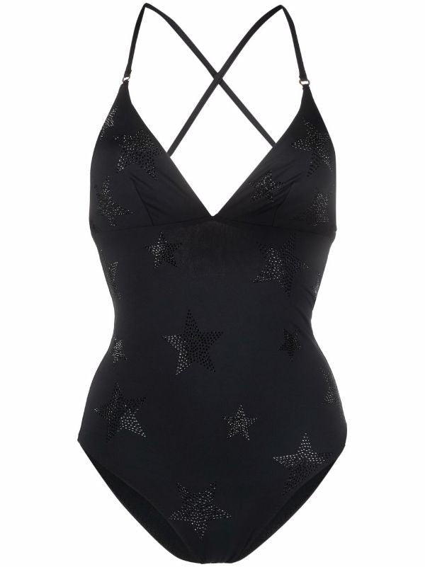 Stella Mccartney Deep V Neckline One-Piece Swimsuit With Crisscross Detail