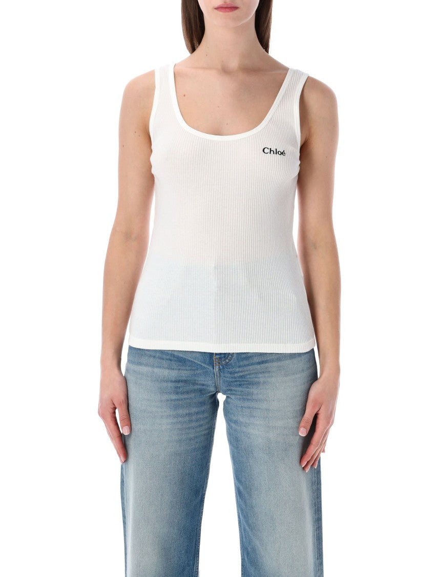 Chloé Chloé Fitted Logo Jersey Tank Top