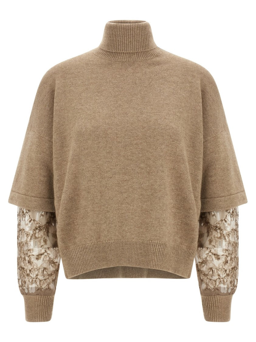 Brunello Cucinelli Sequin Sleeve Sweater