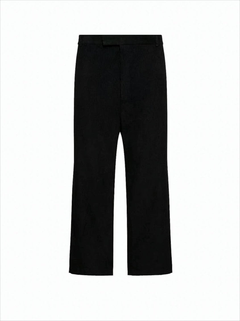 Thom Browne Classic Tailored Black Straight Pants With Structured Waistband