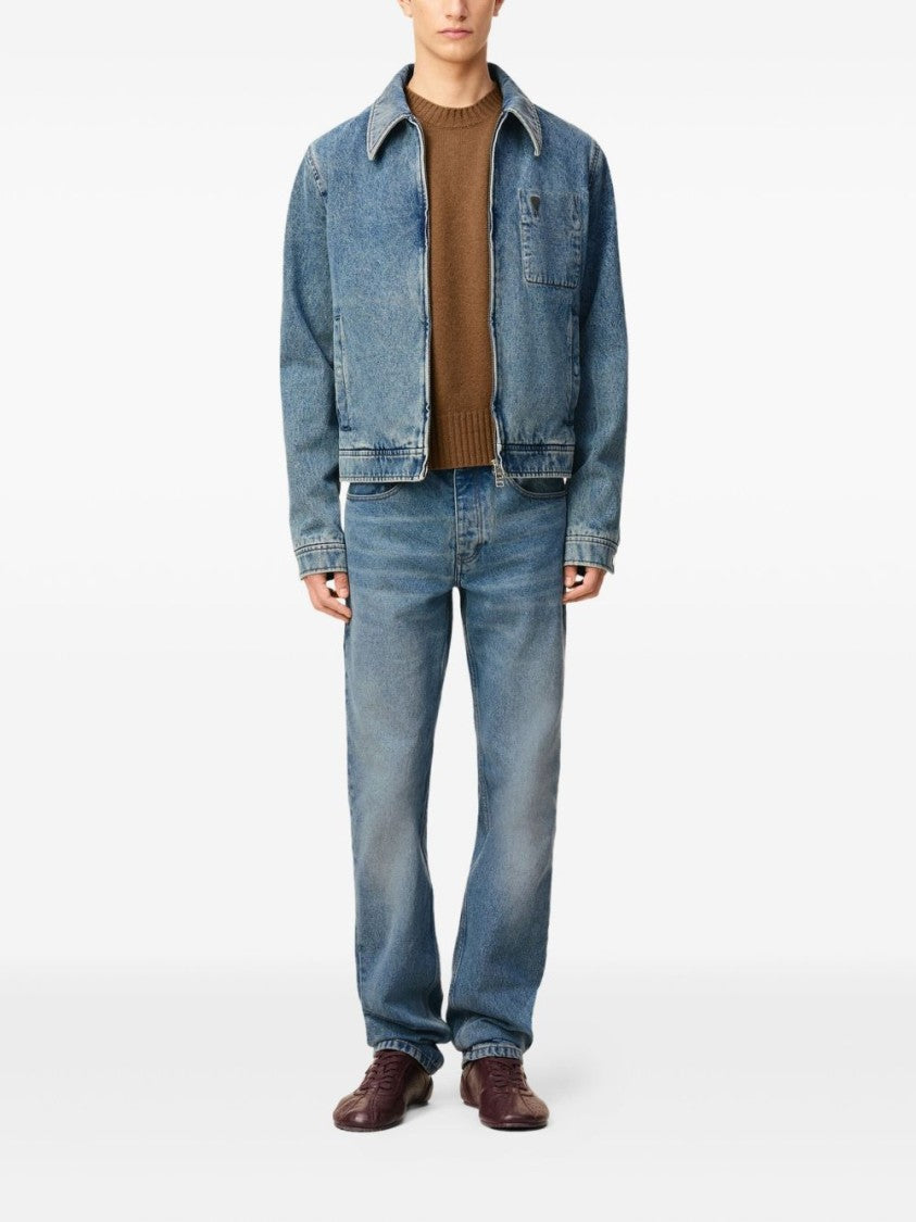 Ami Paris Vintage-Inspired Blue Denim Jacket