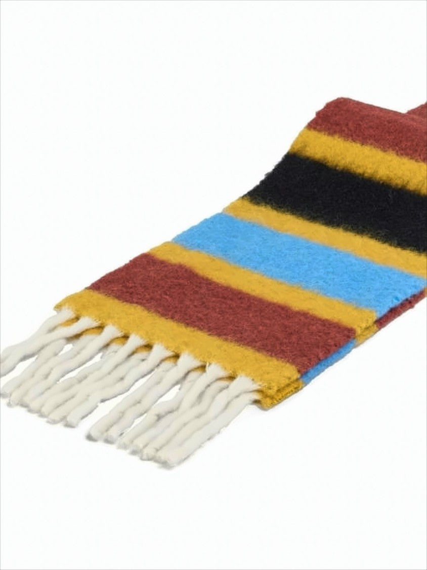 Marni Bold Striped Scarf With Fringed Edges