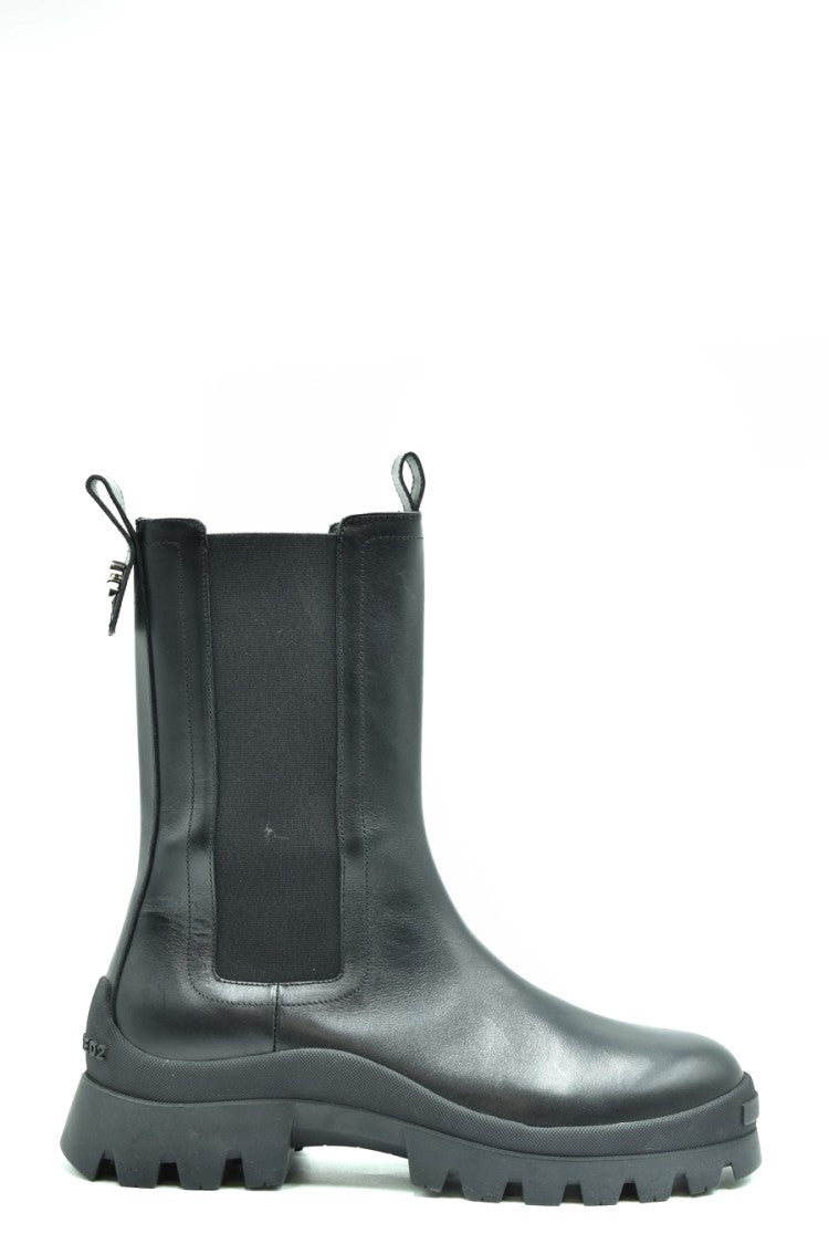 Dsquared2 Black Leather Ankle Boots