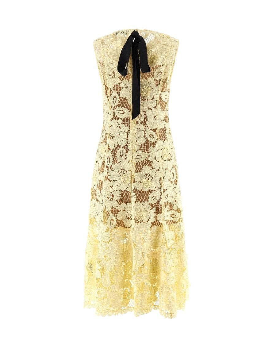 Self-Portrait Yellow Lace Midi Dress