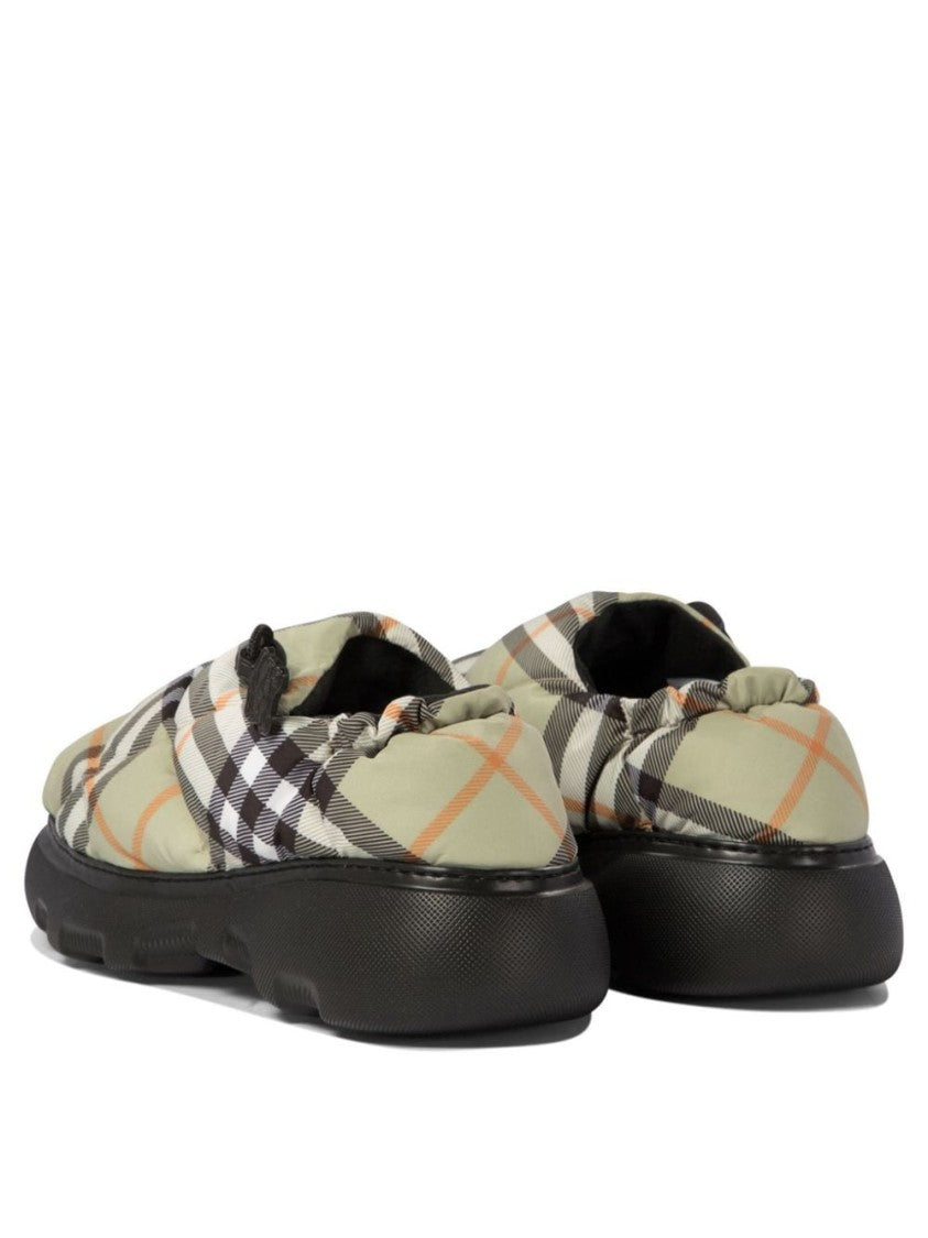 Burberry Quilted Green Sandals With Classic Check Pattern