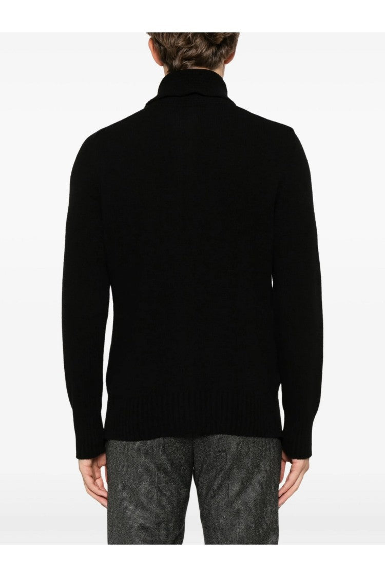 Tagliatore Black Wool-Blend Cardigan