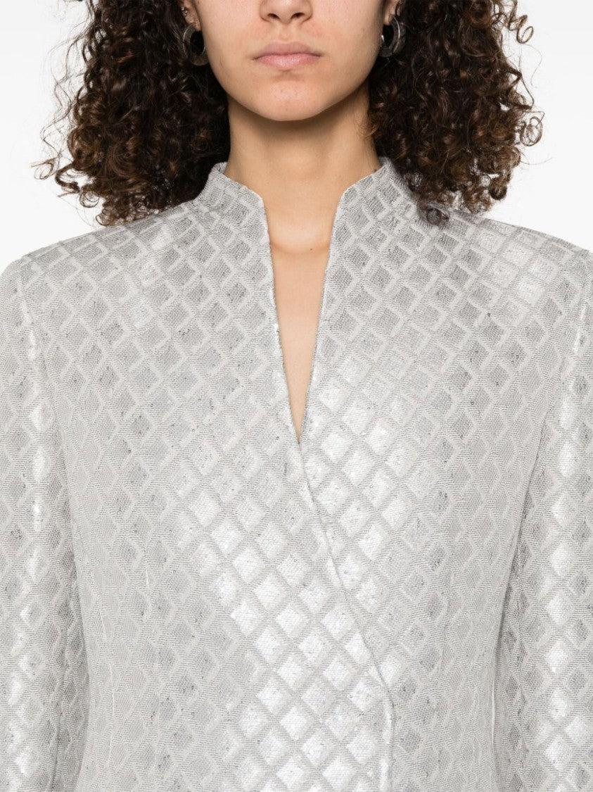 Giorgio Armani Light Grey Double-Breasted Jacket With Sequin Embellishment