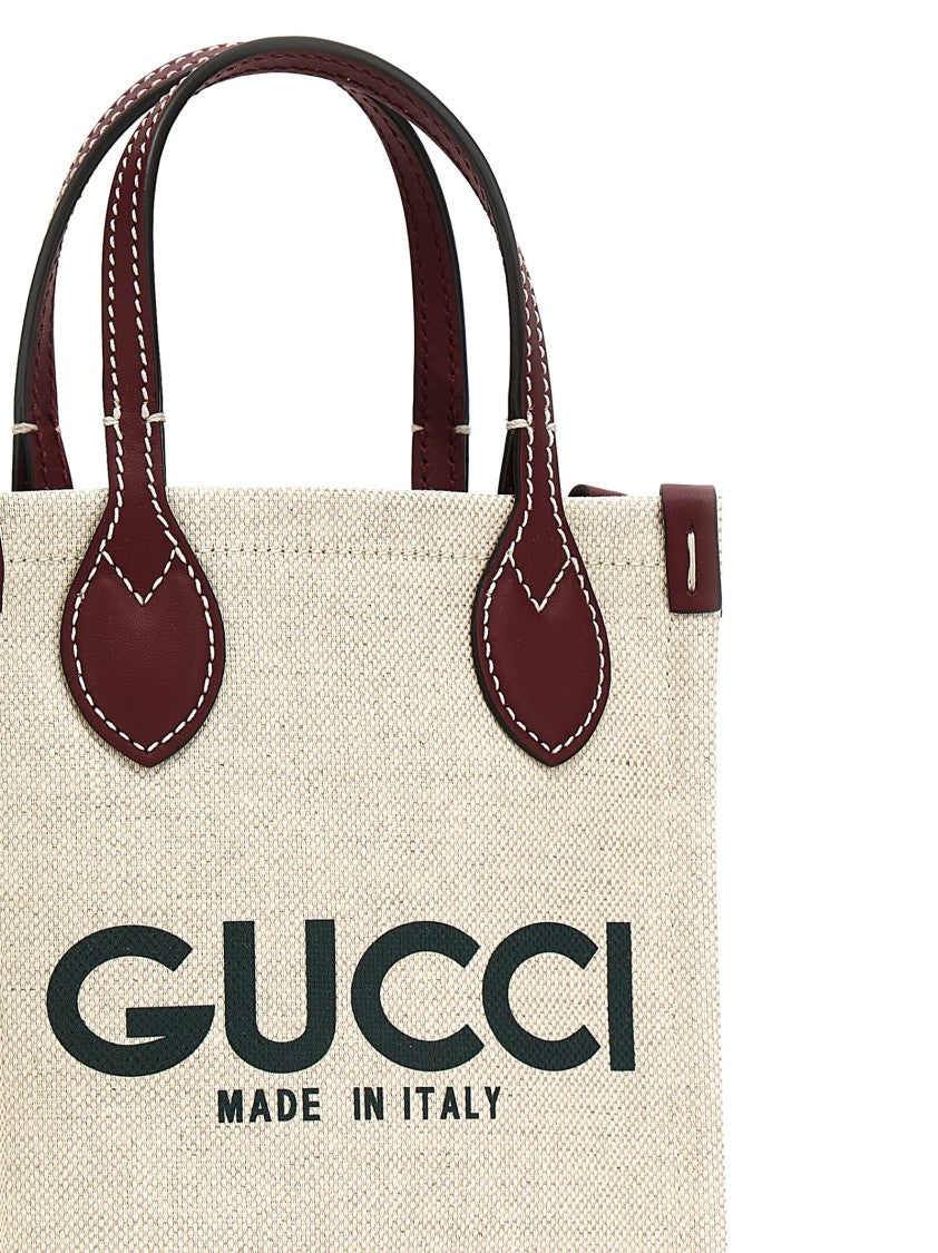 Gucci Canvas Handbag With Bold Logo Print