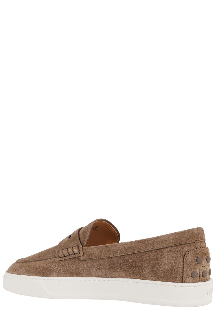 Tod's Moccasin With Suede Upper And Rubber Sole