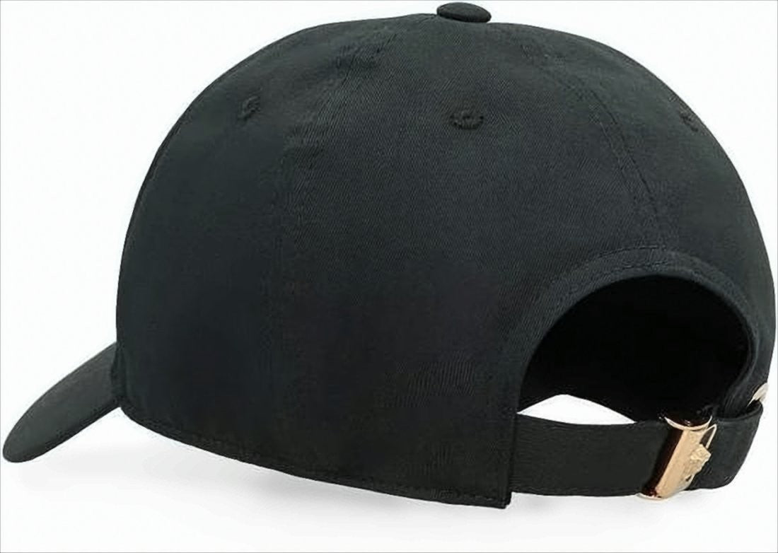 Versace Structured Black Cotton Baseball Cap With Adjustable Strap