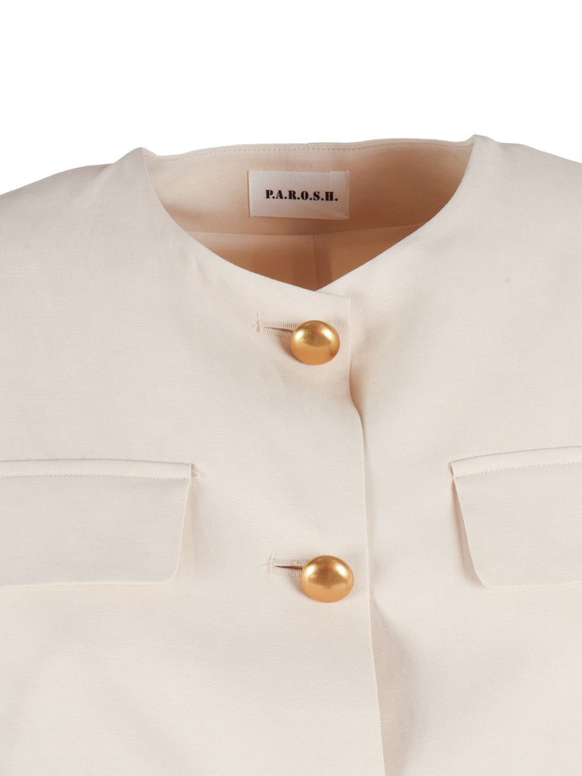 P.A.R.O.S.H. Boxy Cropped Four Pocket Gilet Vest