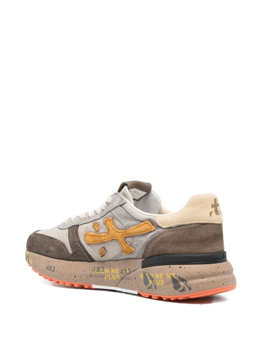 Premiata Casual Brown Sneakers With Mustard Logo