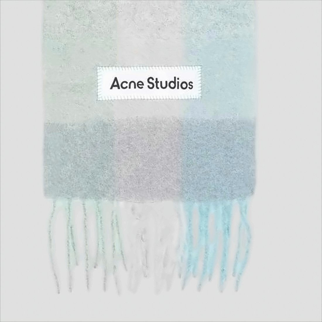 Acne Studios Pastel Checkered Alpaca Blend Scarf With Fringed Ends