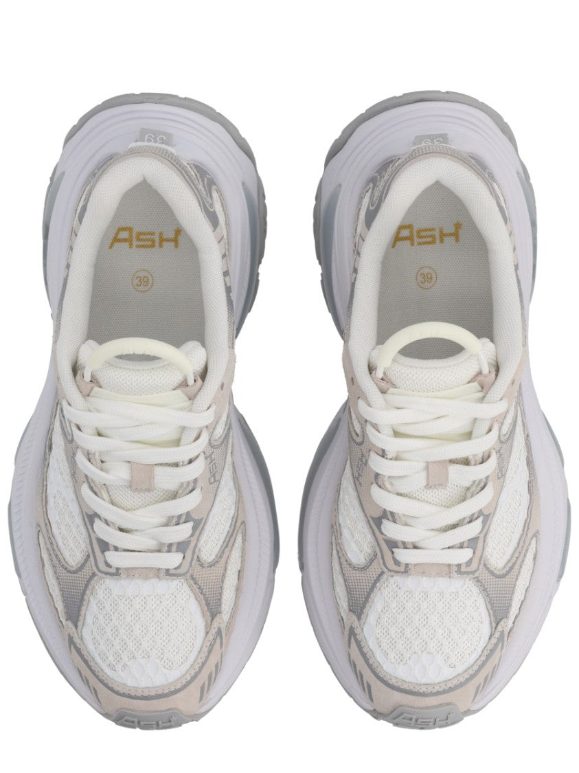Ash White Dragon Leather Fabric Sneakers