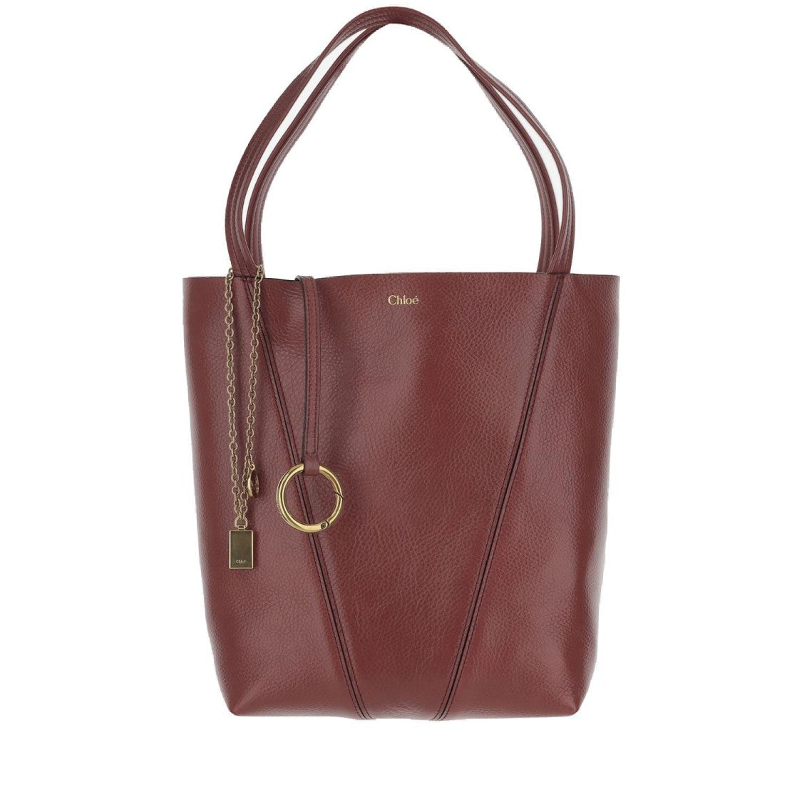 Chloé Garnet Leather Spin Tote Bag