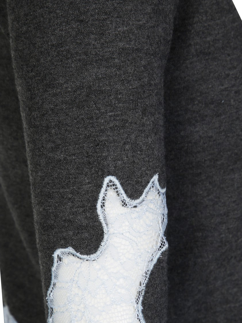 Self-Portrait Cropped Black Jumper With Lace Detailing