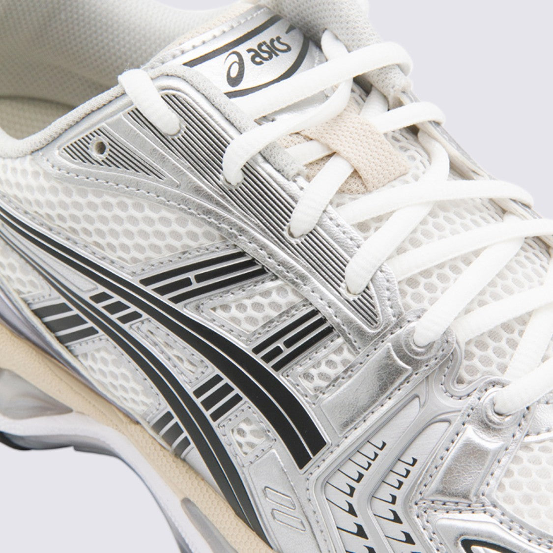 Asics White Mesh Sneakers With Silver Overlays