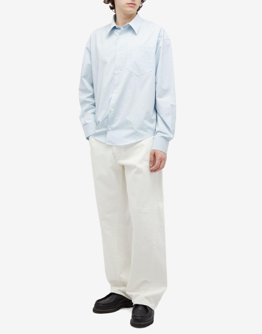 Ami Paris De Coeur Boxy Fit Striped Shirt