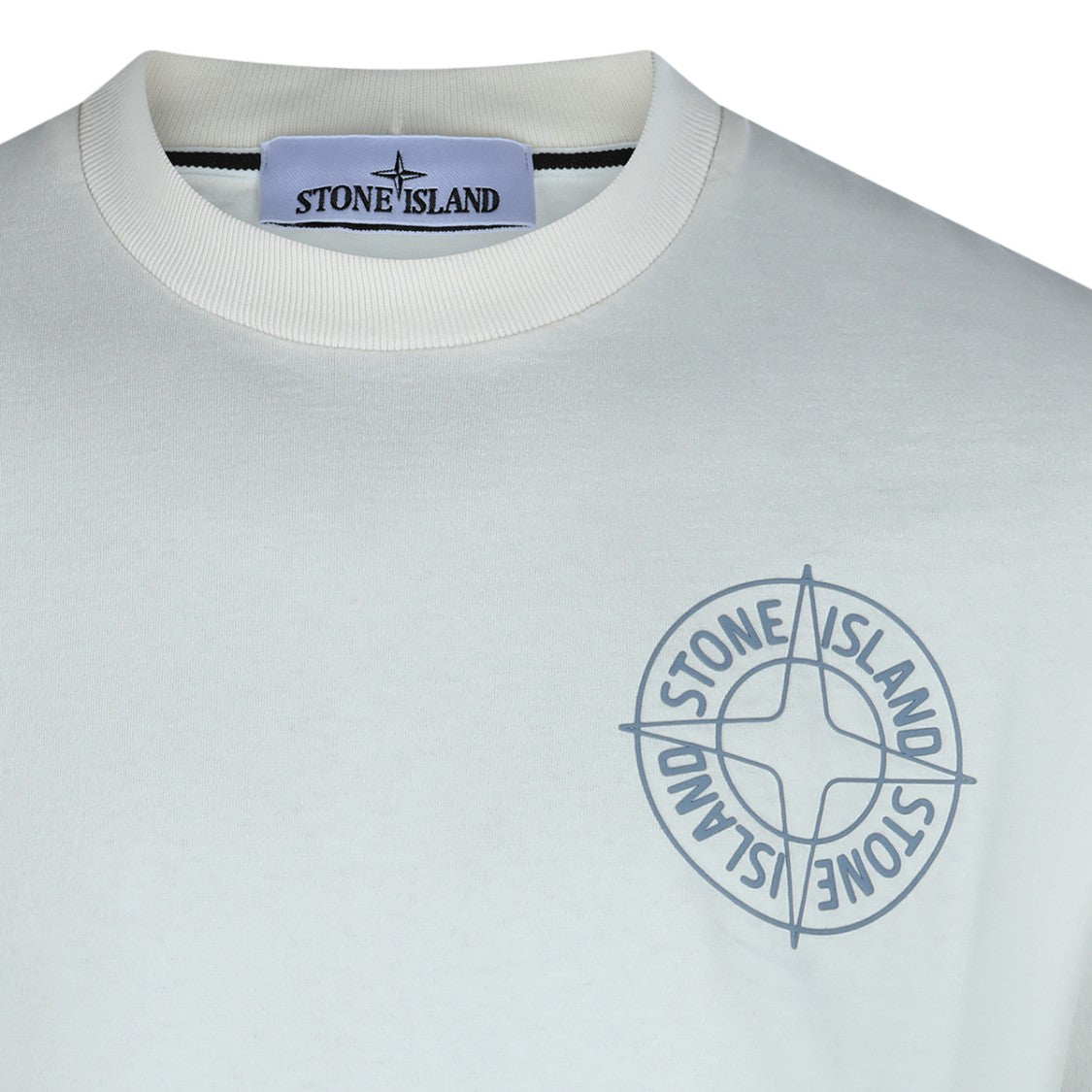 Stone Island White Crew Neck T-Shirt With Emblem