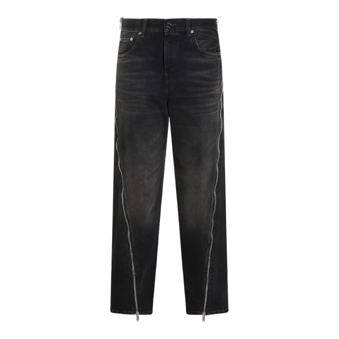 Haikure High-Waisted Straight-Leg Jeans With Vertical Silver Zippers