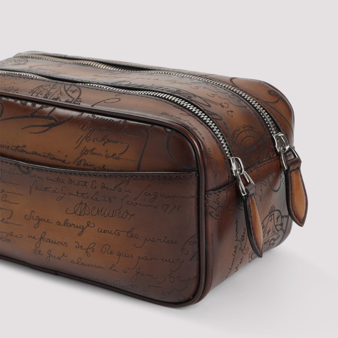 Berluti Brown Leather Wash Bag
