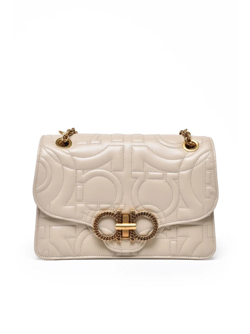 Salvatore Ferragamo Smooth Leather Rectangular Shoulder Bag With Gold-Tone Clasp