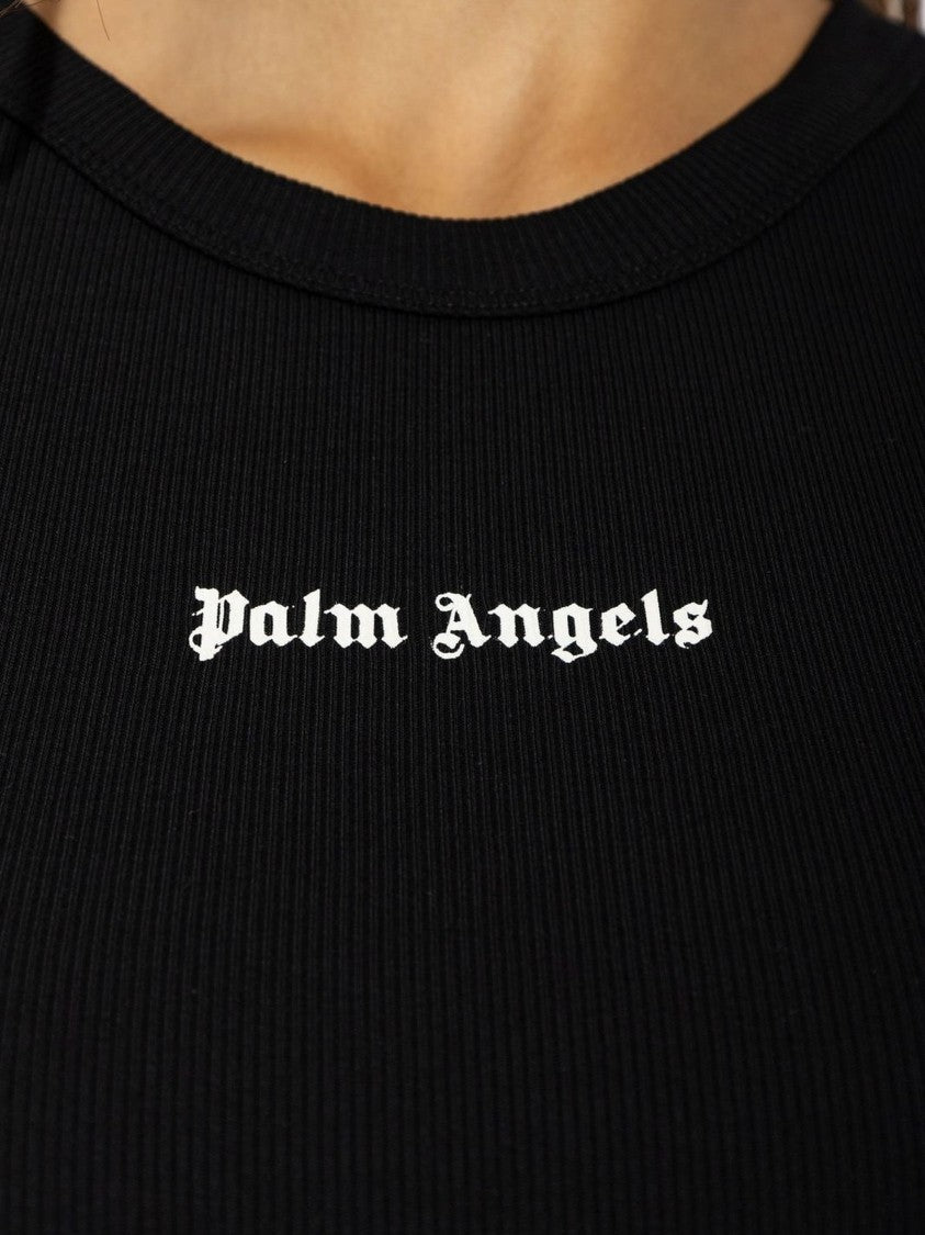 Palm Angels Ribbed Black Cotton Blend Tank Top