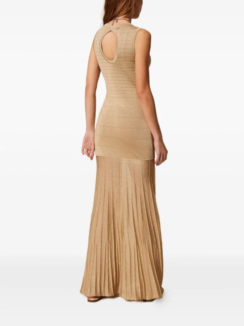 Twin-Set Flared Maxi Dress With Fitted Bodice