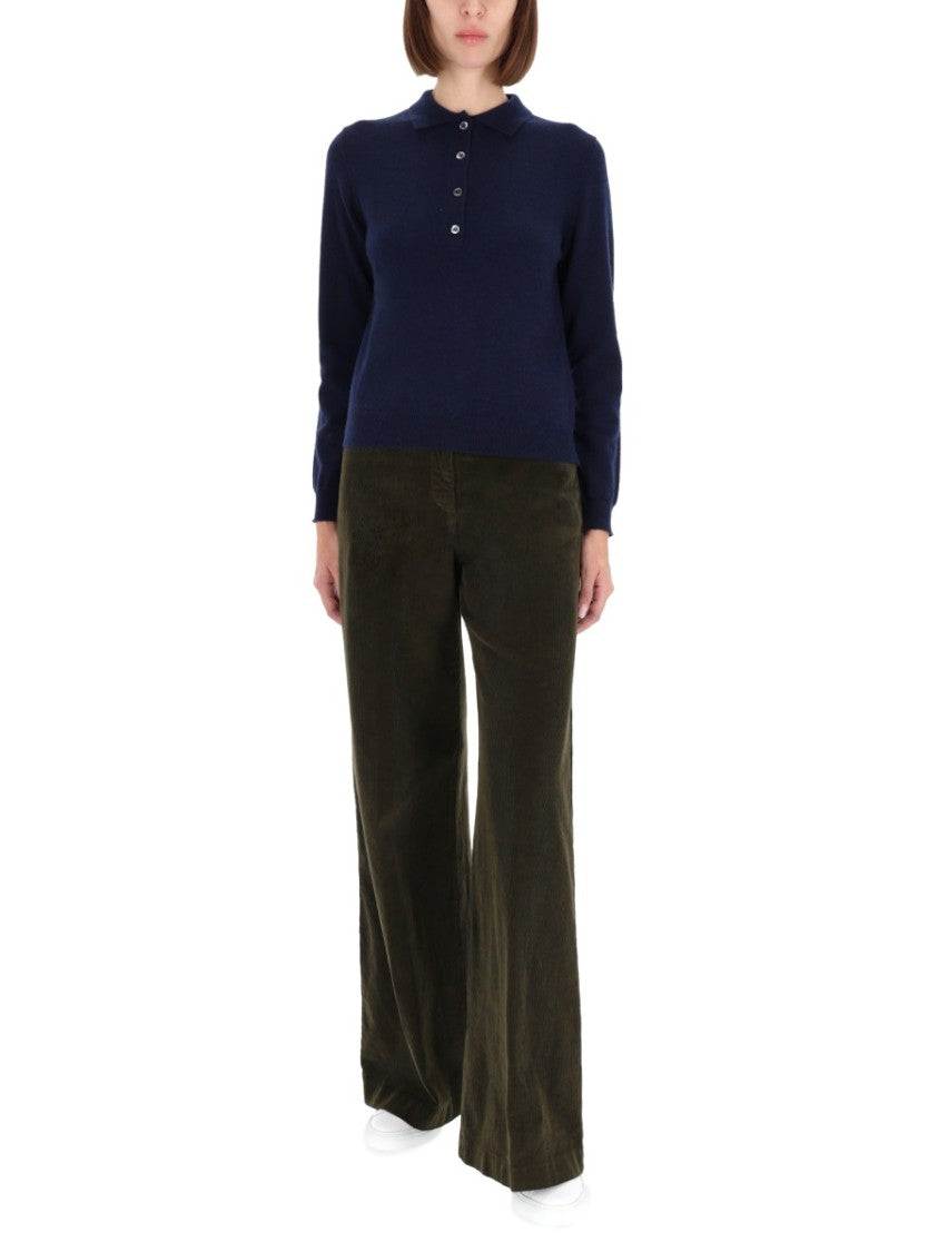 Aspesi Long-Sleeve Cashmere Polo Shirt