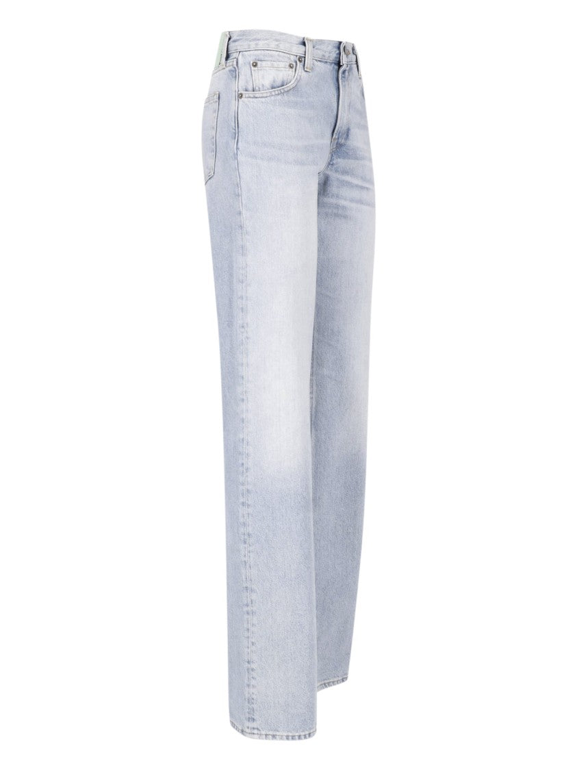 Haikure Light Blue Star Straight-Leg Cotton Denim Jeans