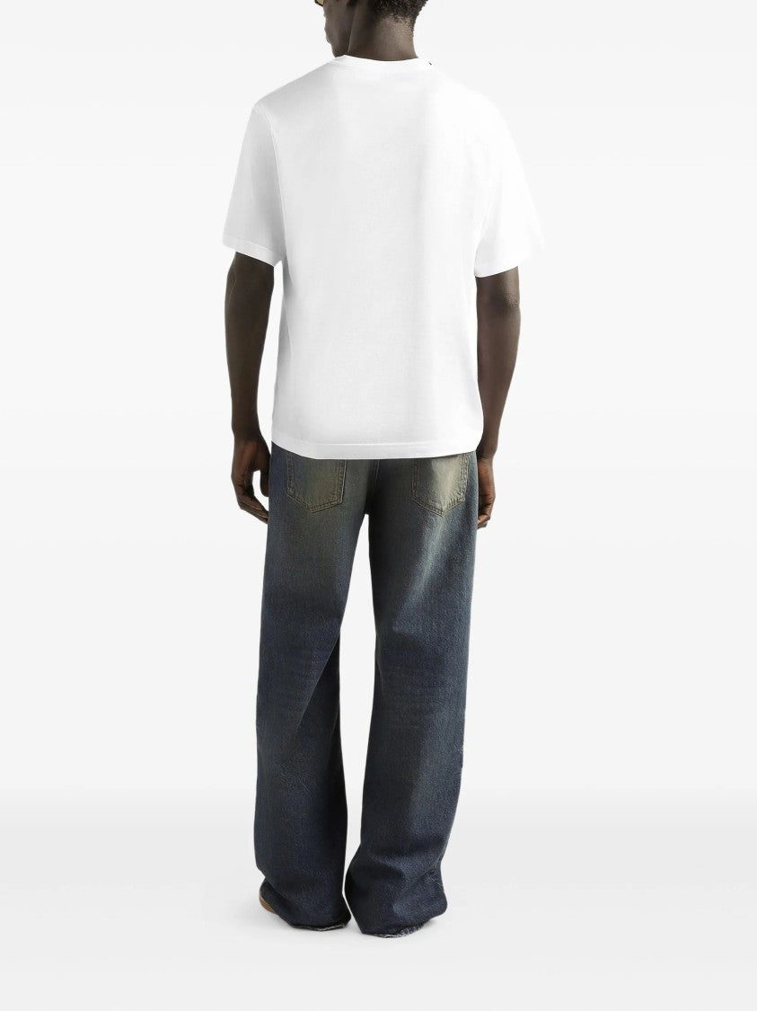 Dolce & Gabbana White Relaxed-Fit Cotton Logo Patch T-Shirt