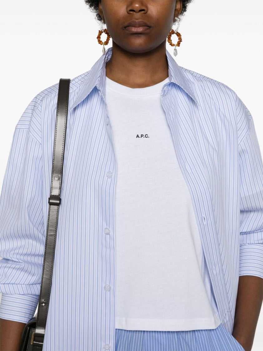 A.P.C. Cropped Off-White Cotton Jersey Crew Neck T-Shirt