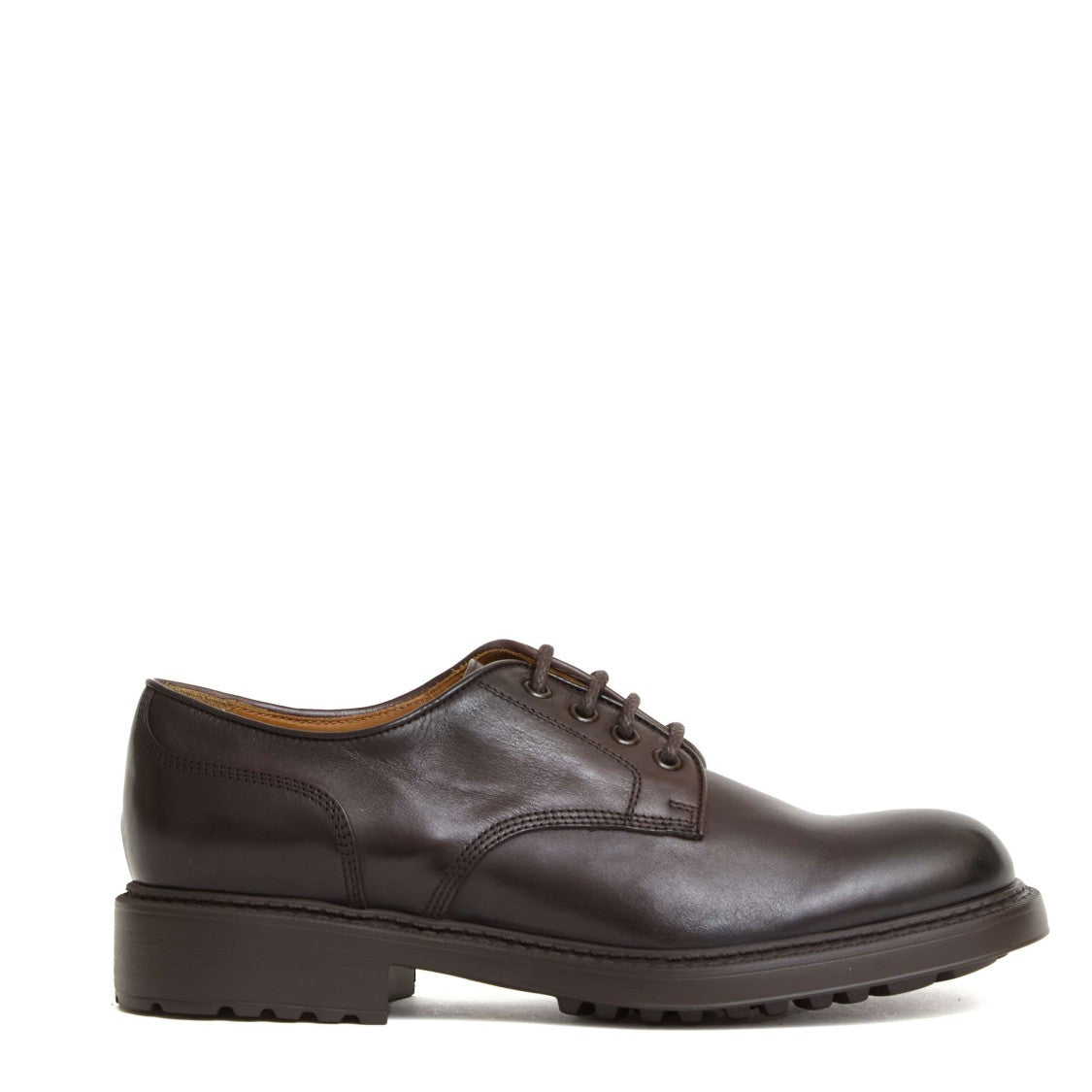 Doucal's Brown Leather Derby Shoes With Ultra-Light Rubber Sole