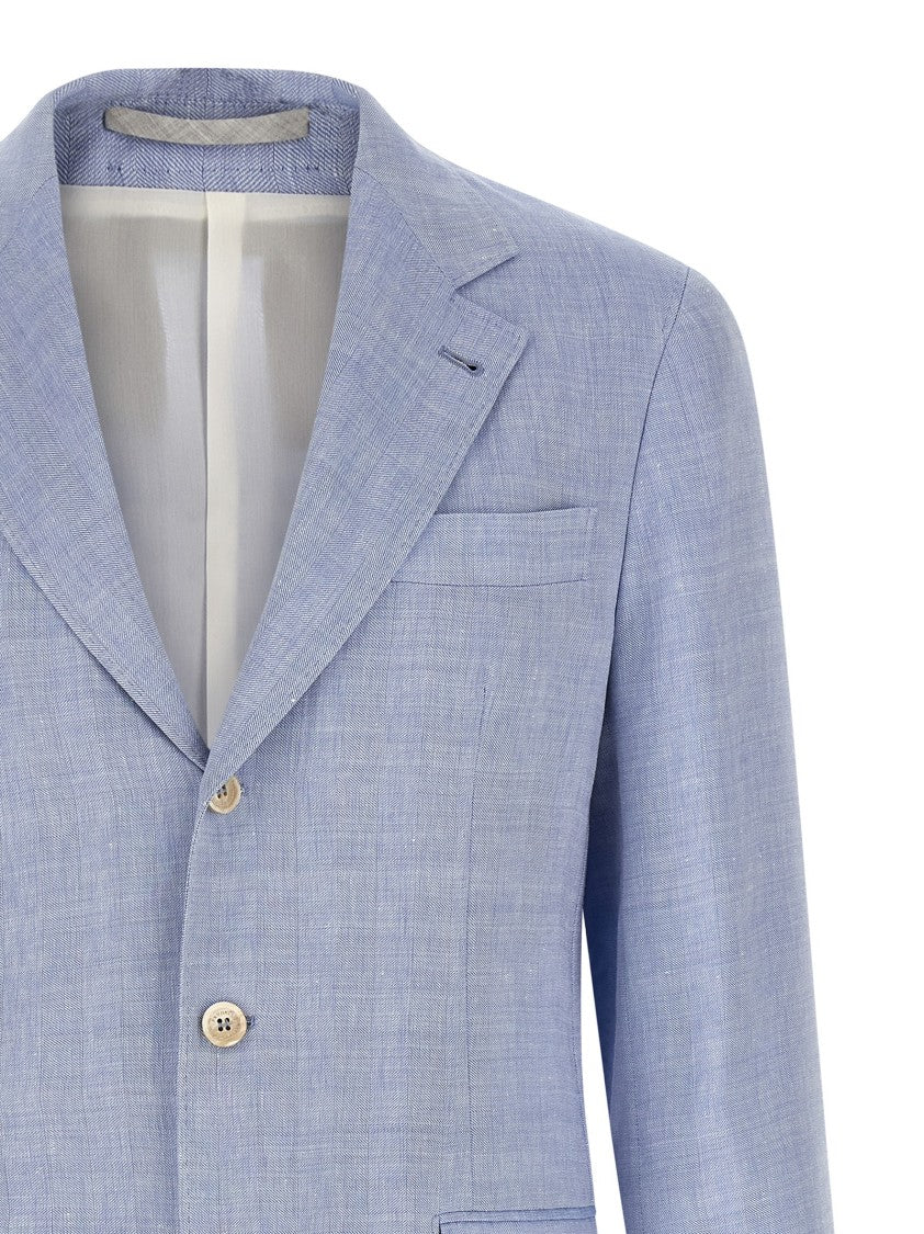 Brunello Cucinelli Linen And Wool Chevron Blazer