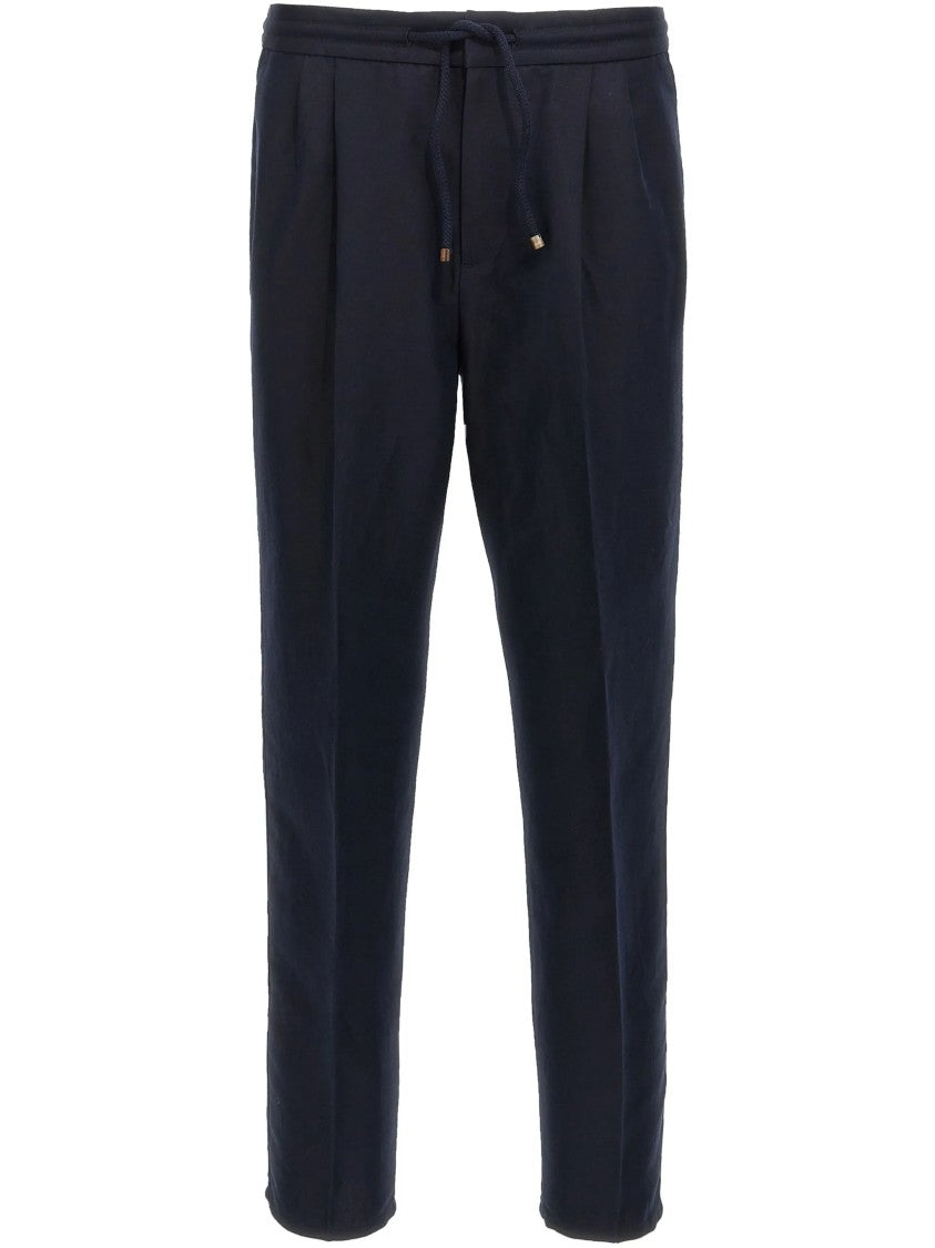 Brunello Cucinelli Straight-Leg Linen Cotton Neutral Pants