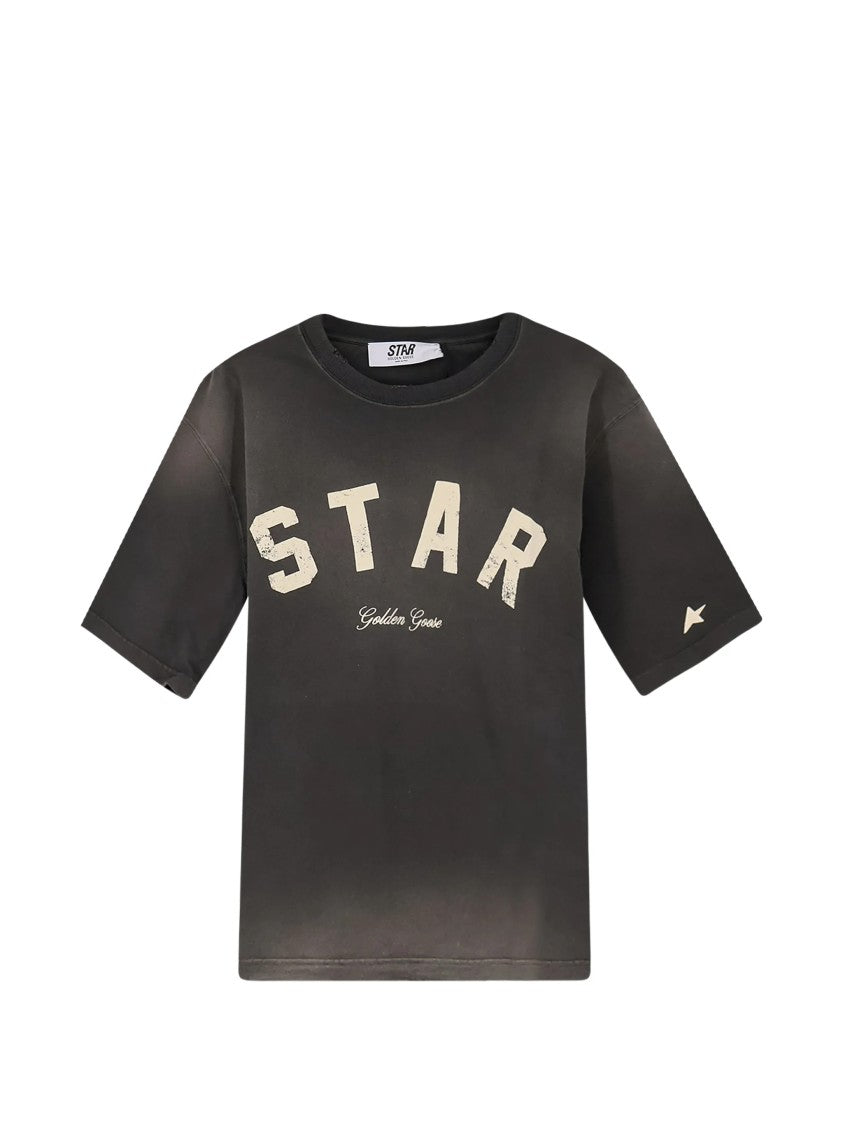 Golden Goose Faded Black Cotton Star Relaxed-Fit T-Shirt