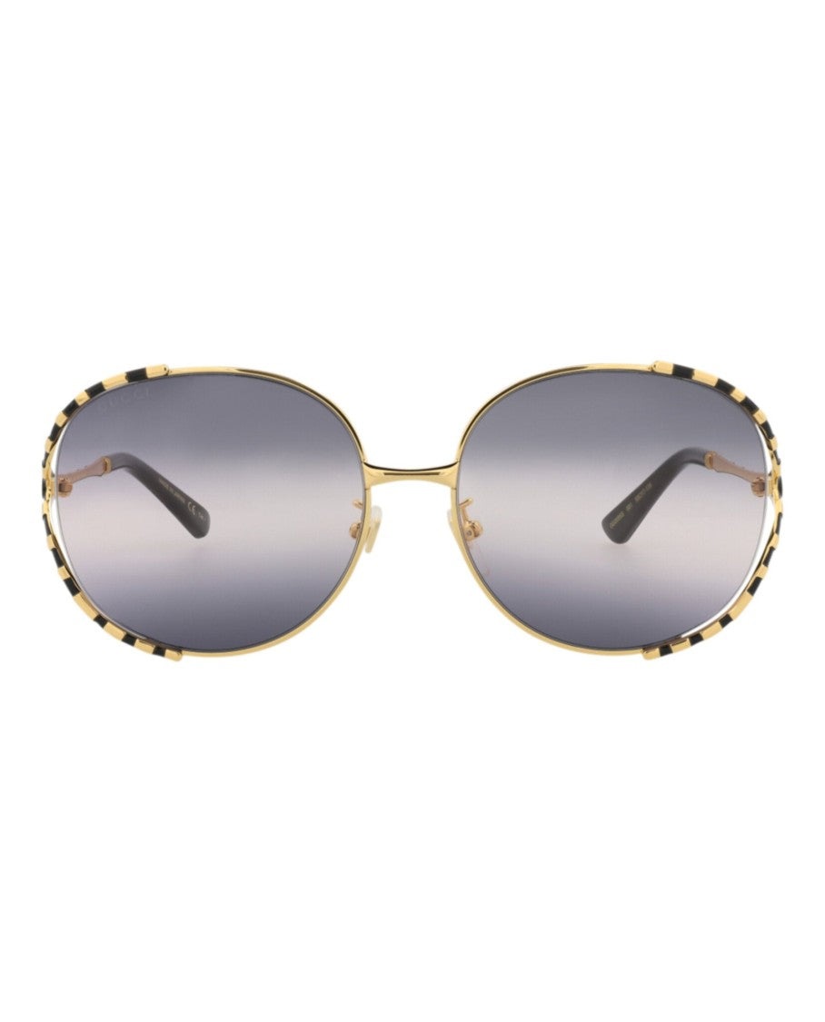 Gucci Round-Frame Metal Sunglasses