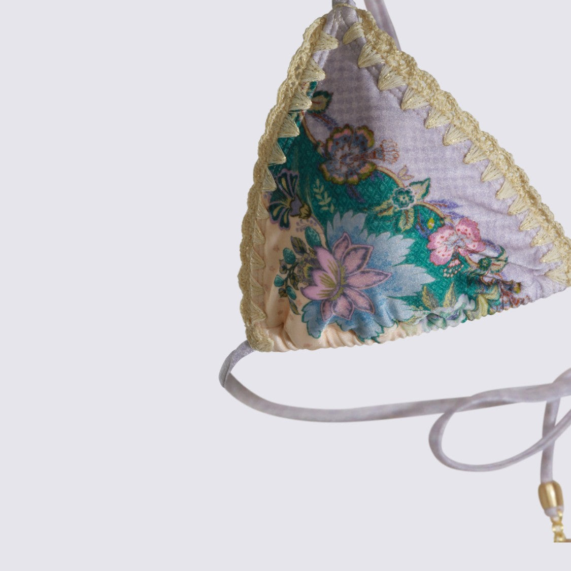 Zimmermann Floral Triangle Bikini Set With Scalloped Lace Trim