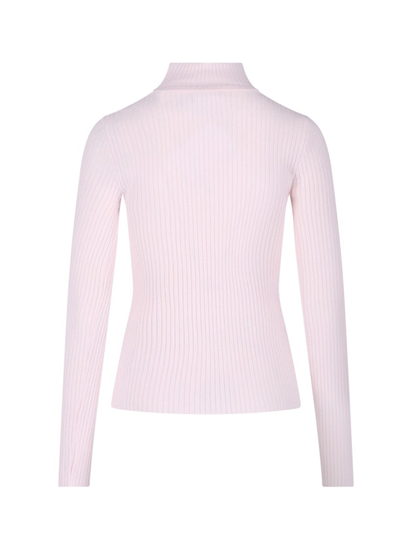 Courrèges Logo Turtleneck, In Pink Viscose Blend