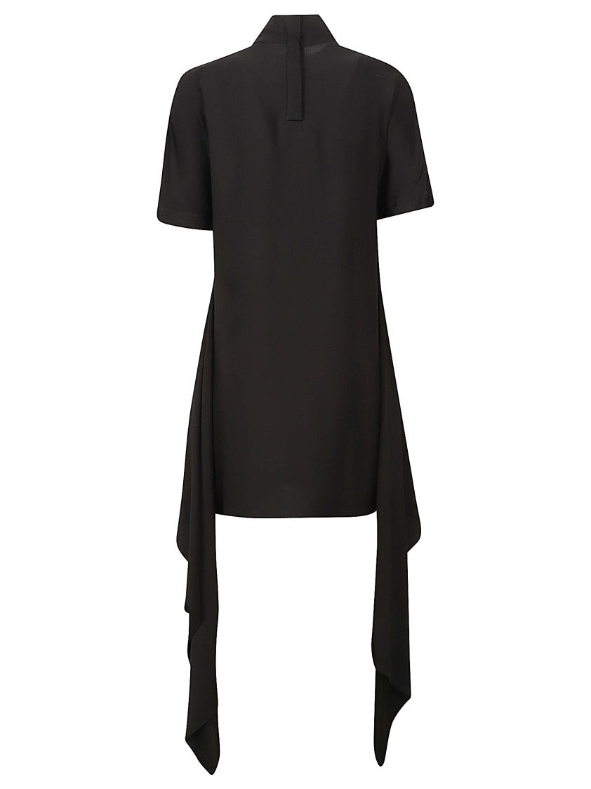 Alaïa Asymmetrical Hem Mini Dress With High Neckline
