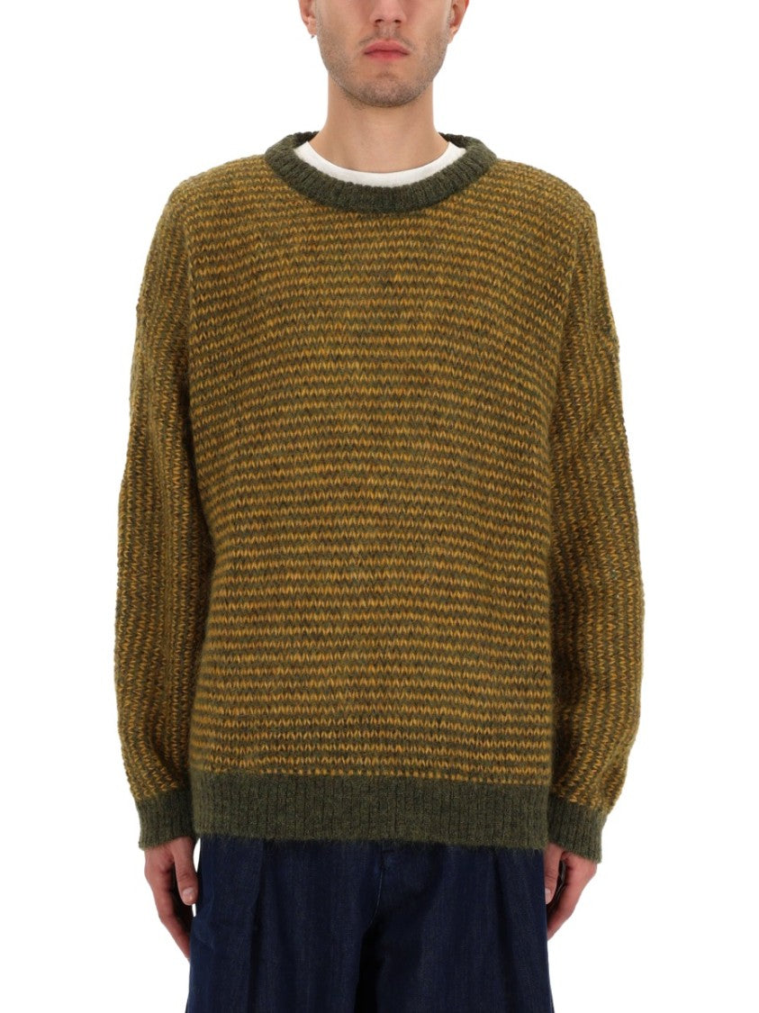 Ymc Black Palm Textured Knit Sweater