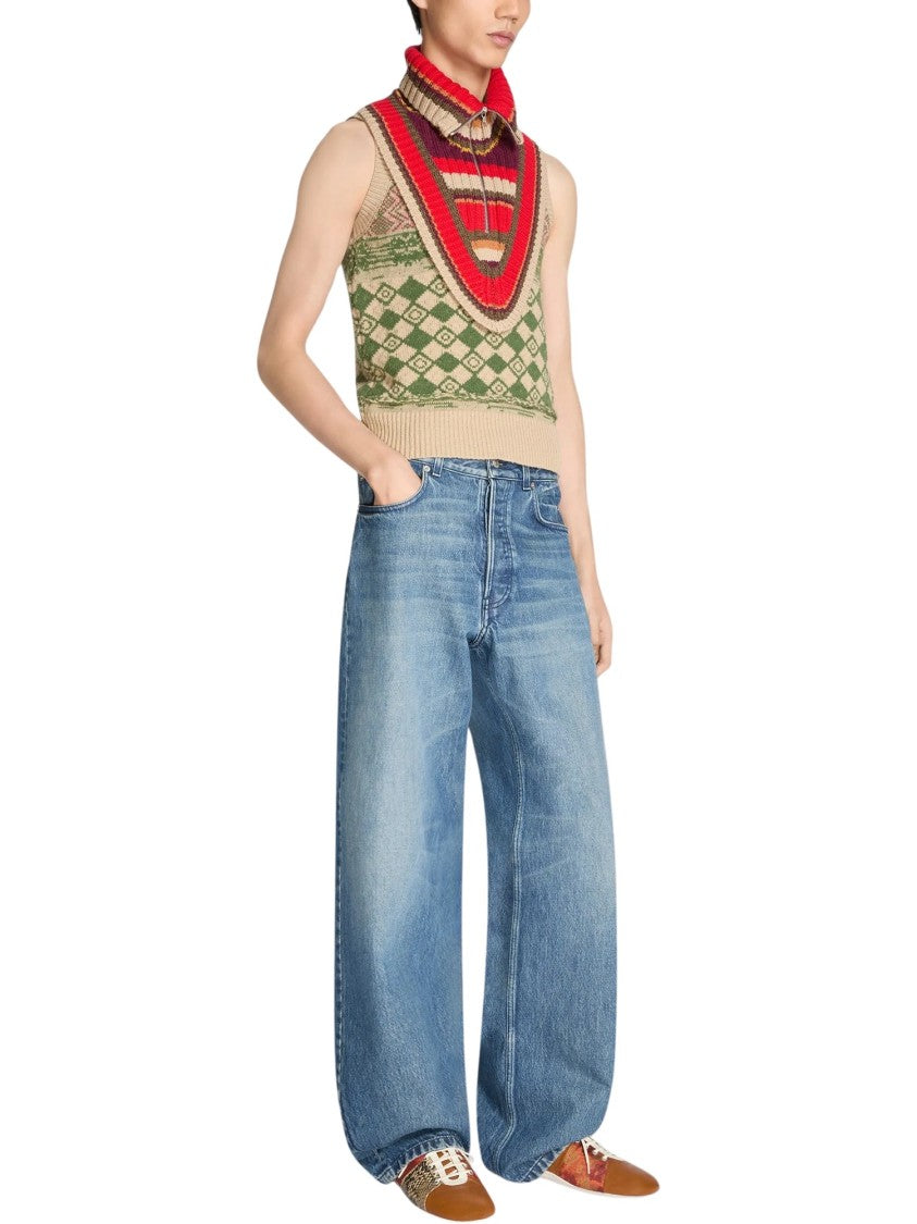 Dries Van Noten Wide-Leg Denim Pants With Vintage Wash And Five-Pocket Design