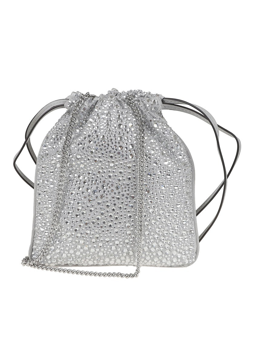 Pinko Rhinestone-Embellished Drawstring Shoulder Bag