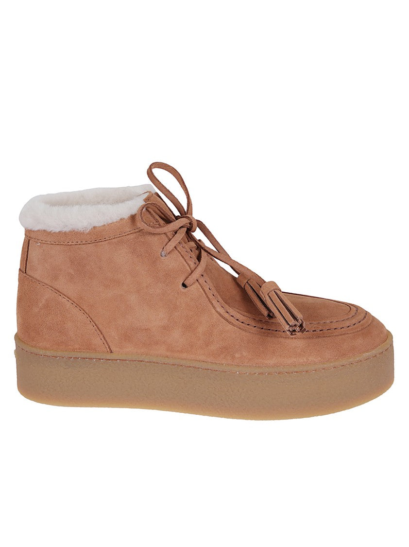 Hogan Moccasin-Inspired Brown Suede Shoes With Tassel Details