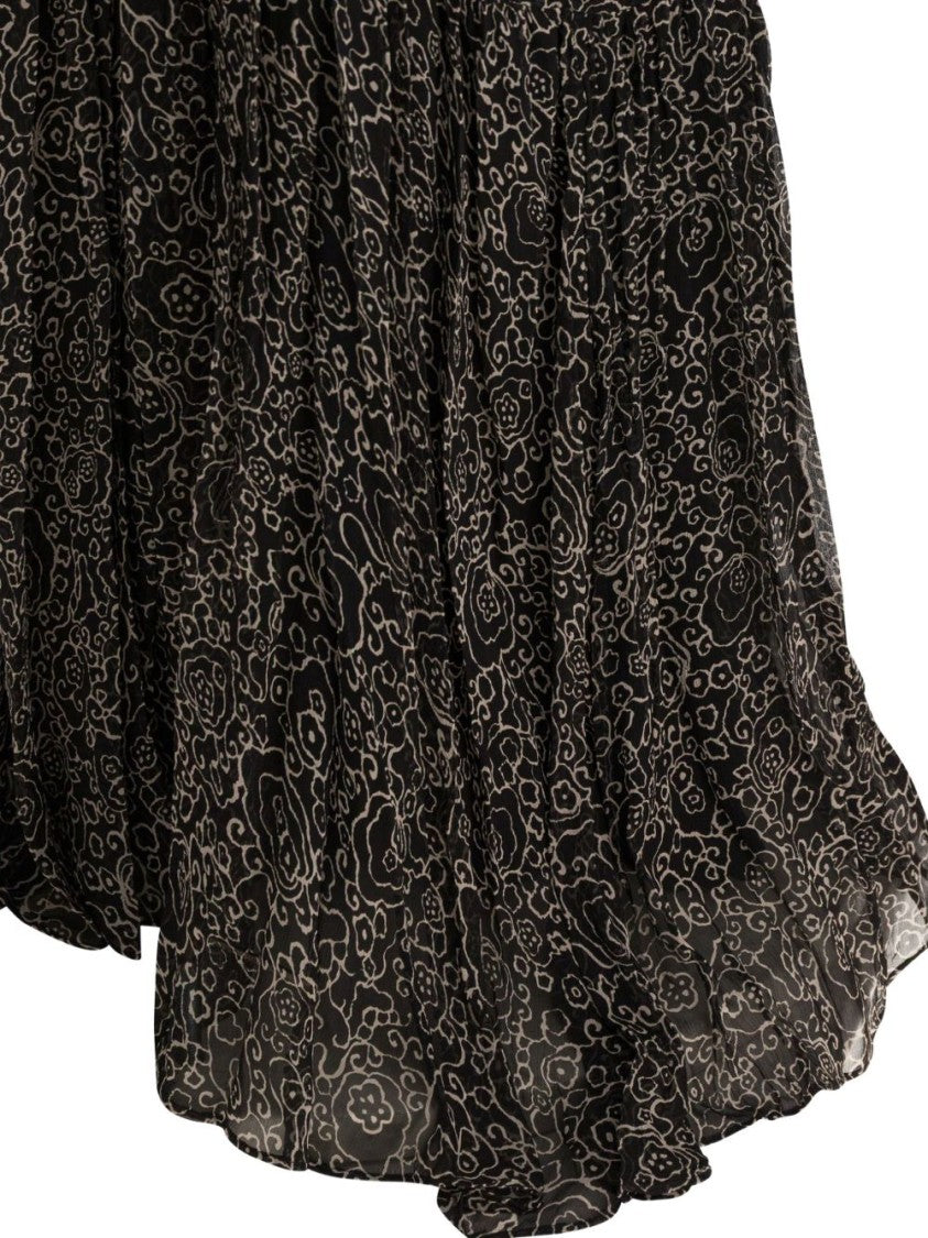 Isabel Marant Étoile Floral Pattern Midi Dress With V-Neckline And Gathered Waist