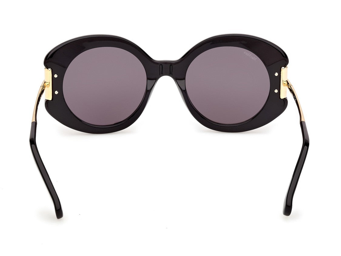 Max Mara Black Mm0188 Large Round Acetate Sunglasses