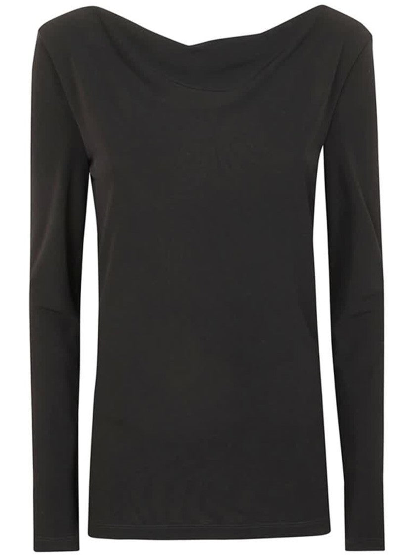 Alberta Ferretti Black Maglietta Draped Viscose Sweater