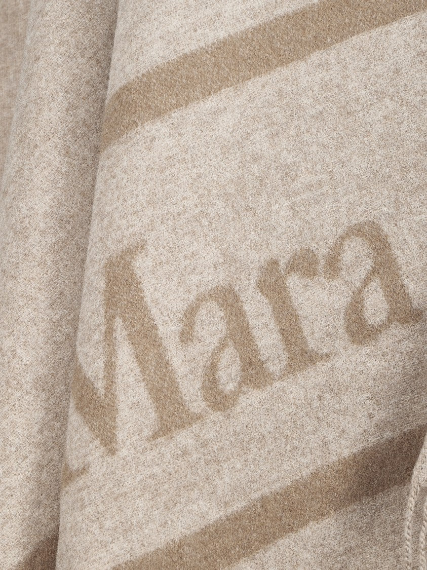 Max Mara Loose-Fit Poncho Sweater With Deep V-Neck And Fringed Hem