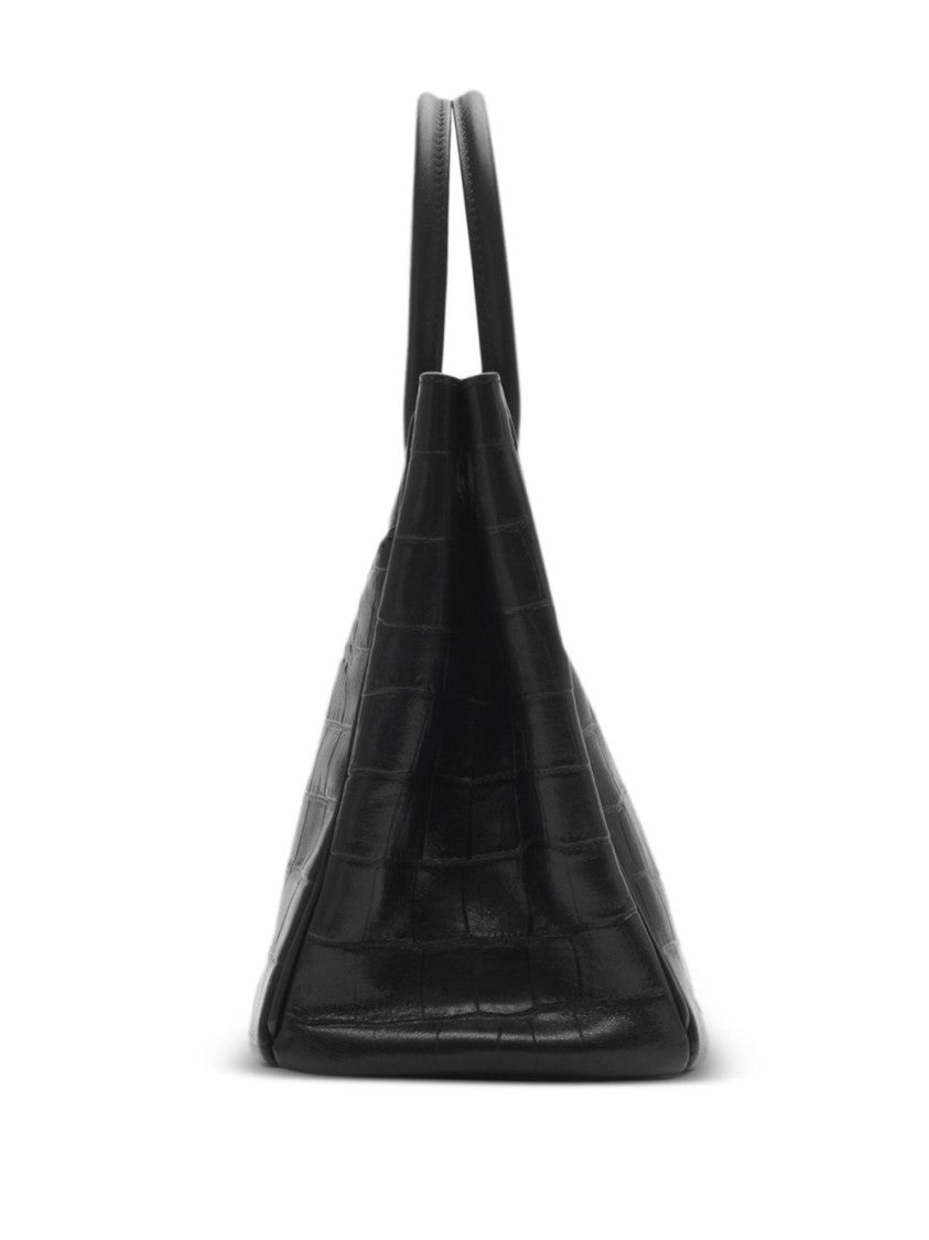Burberry Structured Black Crocodile Pattern Bag