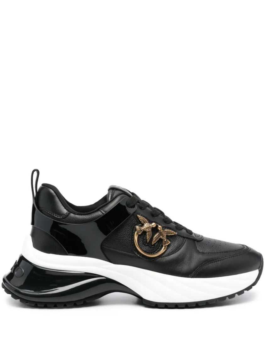 Pinko Black Ariel Chunky Sole Leather Trainers